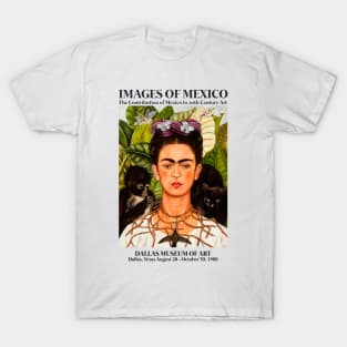 Frida Kahlo Exhibition Art Poster - "Self-Portrait with Thorn Necklace and Hummingbird" 1988 T-Shirt